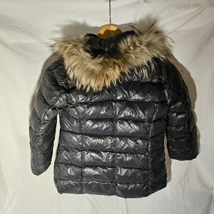 Kids Black Puffer Jacket with Faux Fur Hood